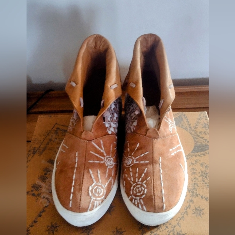 Free People Leather embroidered High Tops